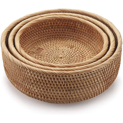 Handmade Vietnamese Wicker Candy Basket Set (3 Pieces) - Lunqara 