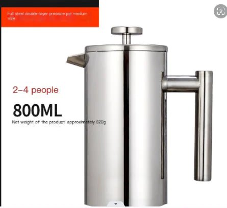 304 Stainless Steel Double - Layer French Press Coffee Pot - Lunqara