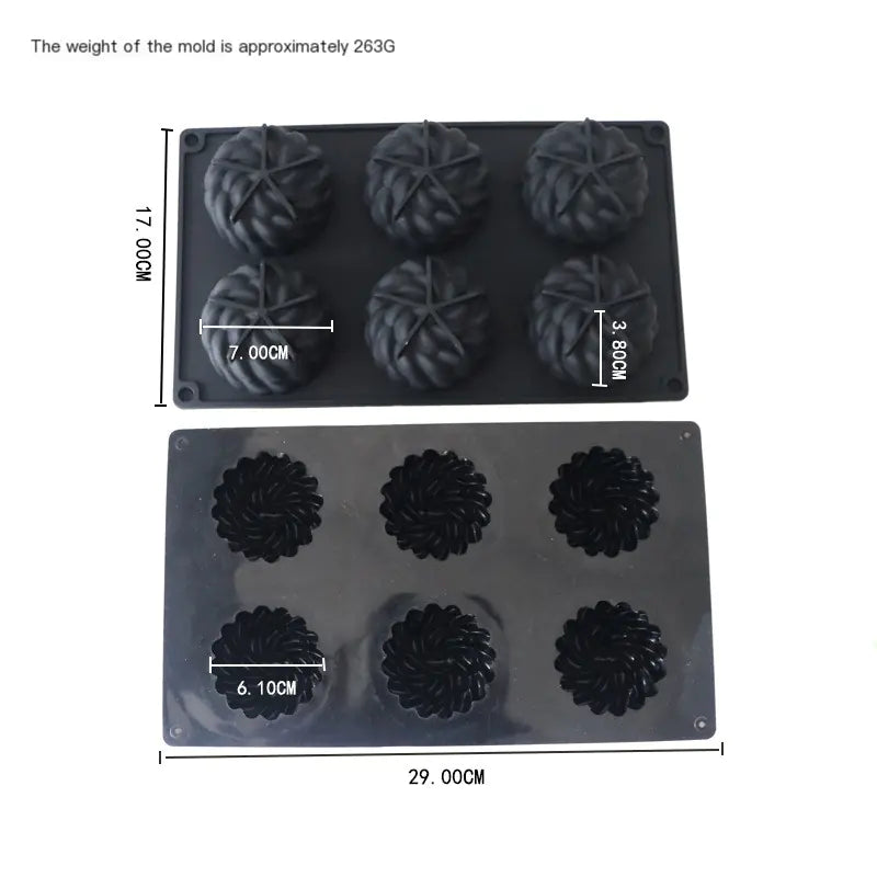 6-Cavity Silicone Molds for Flower Cake and Desserts
