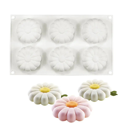 New 6-Cavity Silicone Daisy Cake Mousse Mold