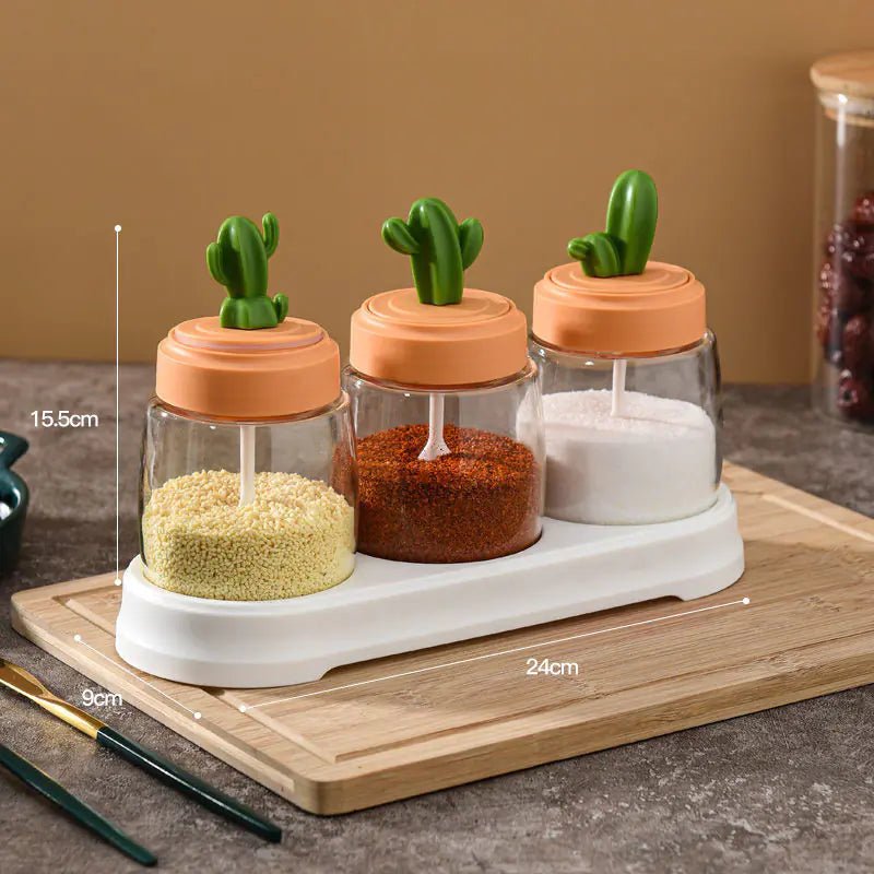 Cactus Kitchen Seasoning Jar and Salt Shaker - Lunqara
