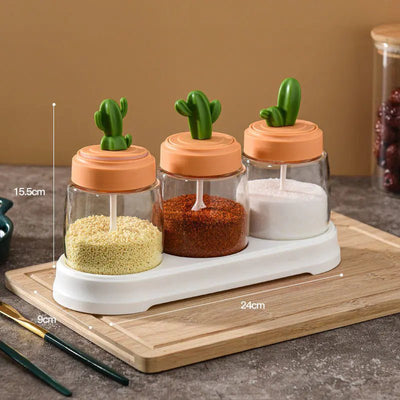 Cactus Kitchen Seasoning Jar and Salt Shaker - Lunqara