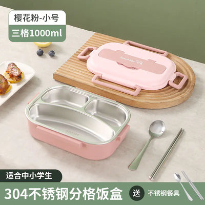 304 Stainless Steel Sealed Bento Box with Five Compartments - Lunqara 