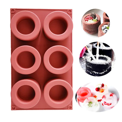 6-Cup Muffin Baking Mold for Cakes and Candles