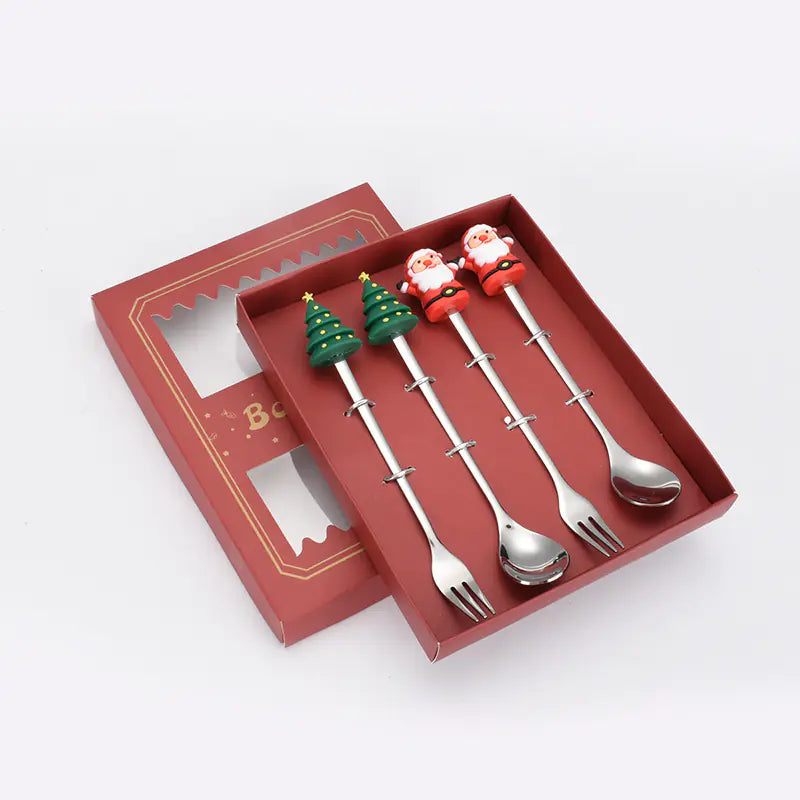 Stainless Steel Christmas Spoon Set with Forks