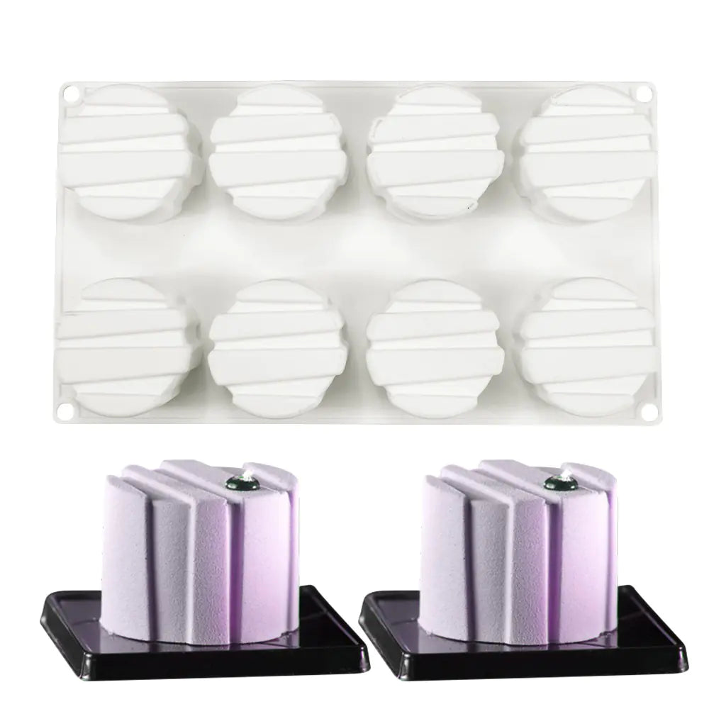 8-Cavity Striped Silicone Cake Mold for Baking