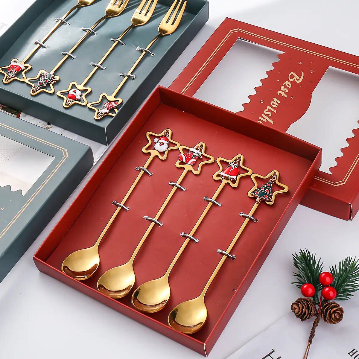 Cartoon Christmas Spoon Cutlery Set for Desserts - Lunqara