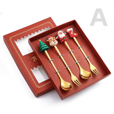 Stainless Steel Christmas Spoon Set with Forks