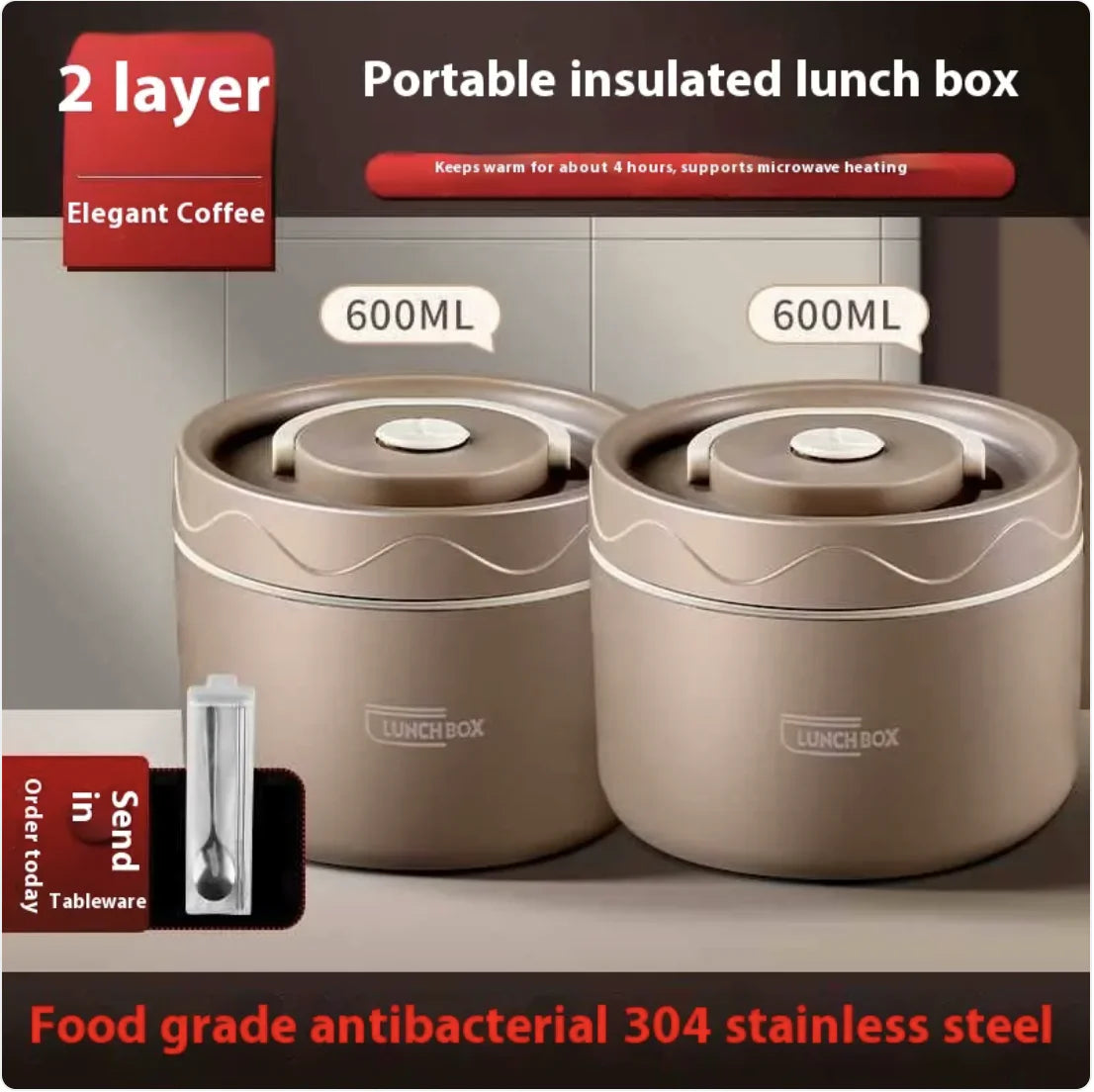 Extra-Long Insulated Stainless Steel Lunch Box