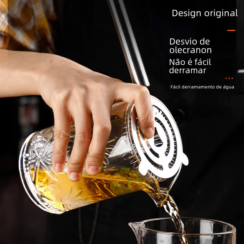 Japanese Etched Crystal Mixing Glass for Cocktails