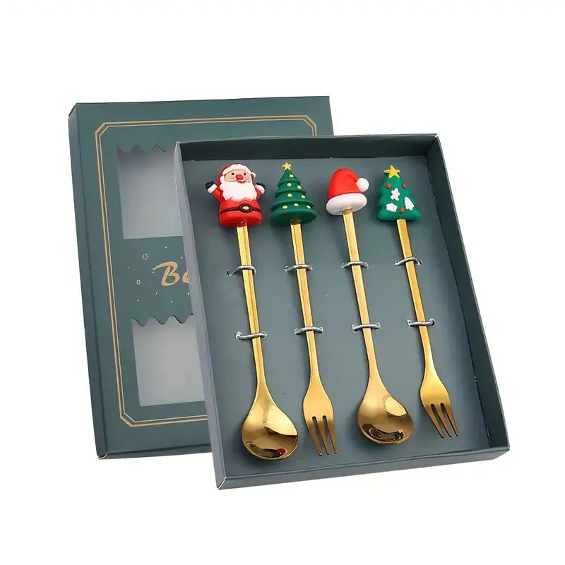 Stainless Steel Christmas Spoon Set with Forks