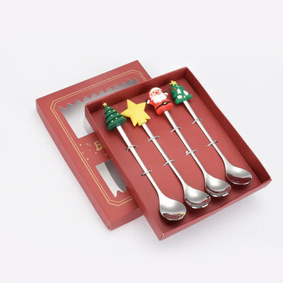 Stainless Steel Christmas Spoon Set with Forks - Lunqara
