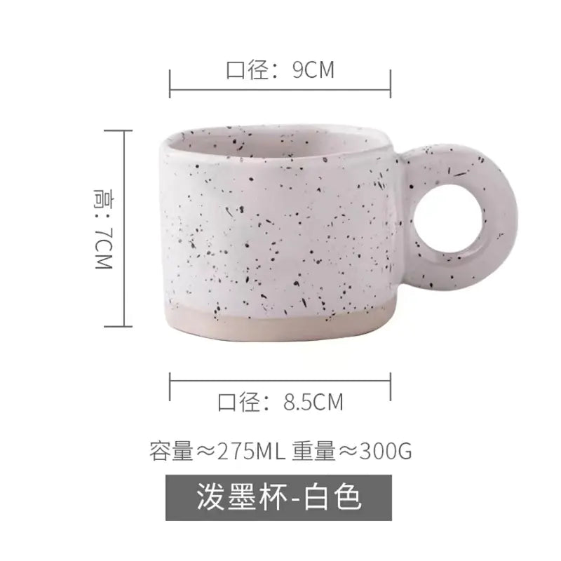 Korean Style Ink Splash Ceramic Mug for Coffee and Tea - Lunqara