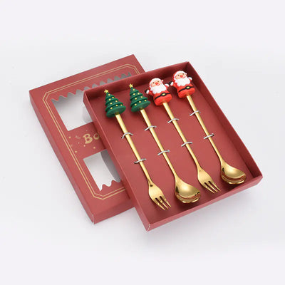Stainless Steel Christmas Spoon Set with Forks