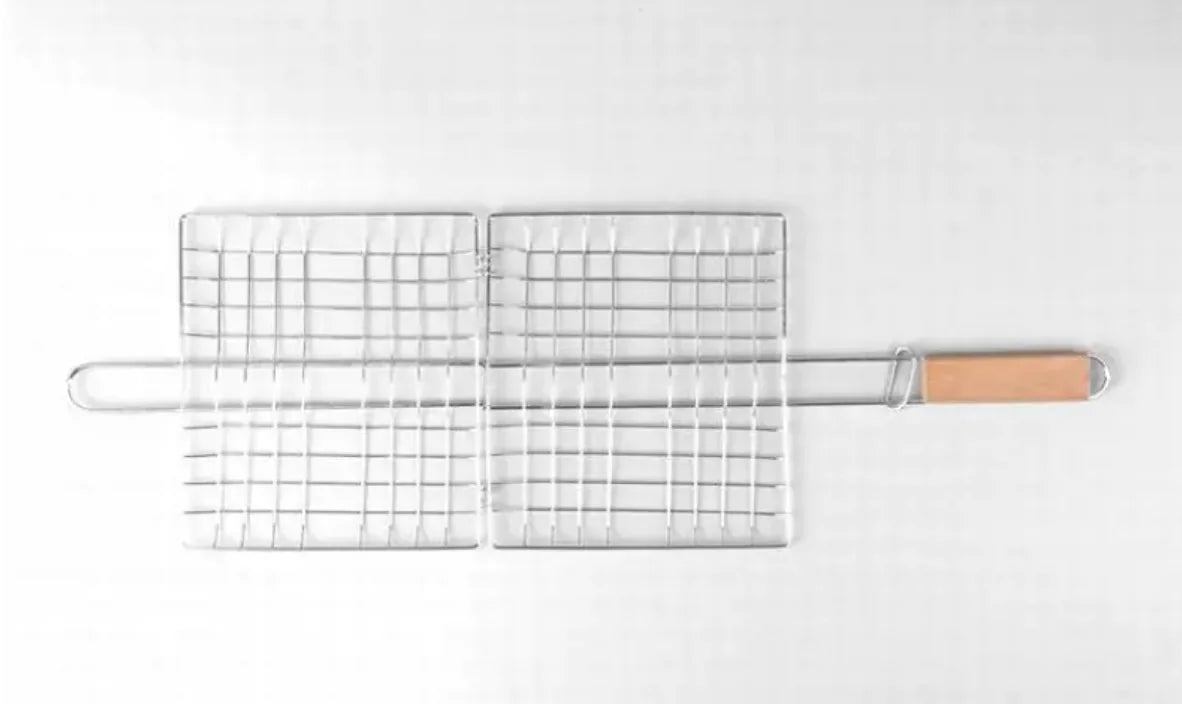 Square Outdoor Grill with Wooden Handle