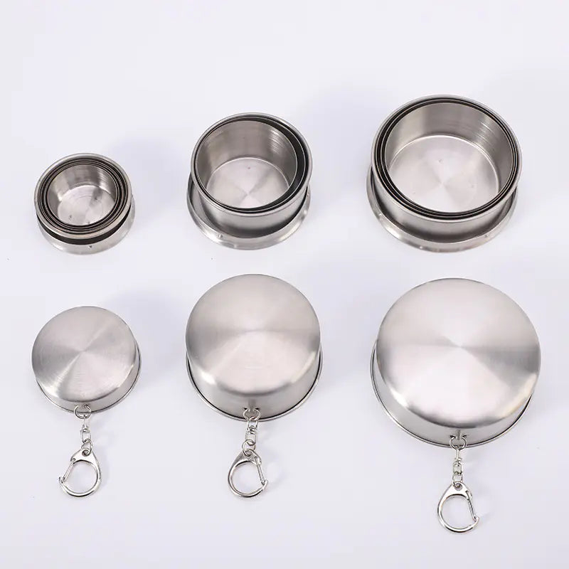 Stainless Steel Collapsible Travel Cup with Keyring