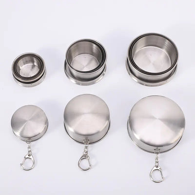 Stainless Steel Collapsible Travel Cup with Keyring