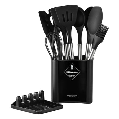 13-Piece Silicone Kitchen Utensil Set with Steel Handle