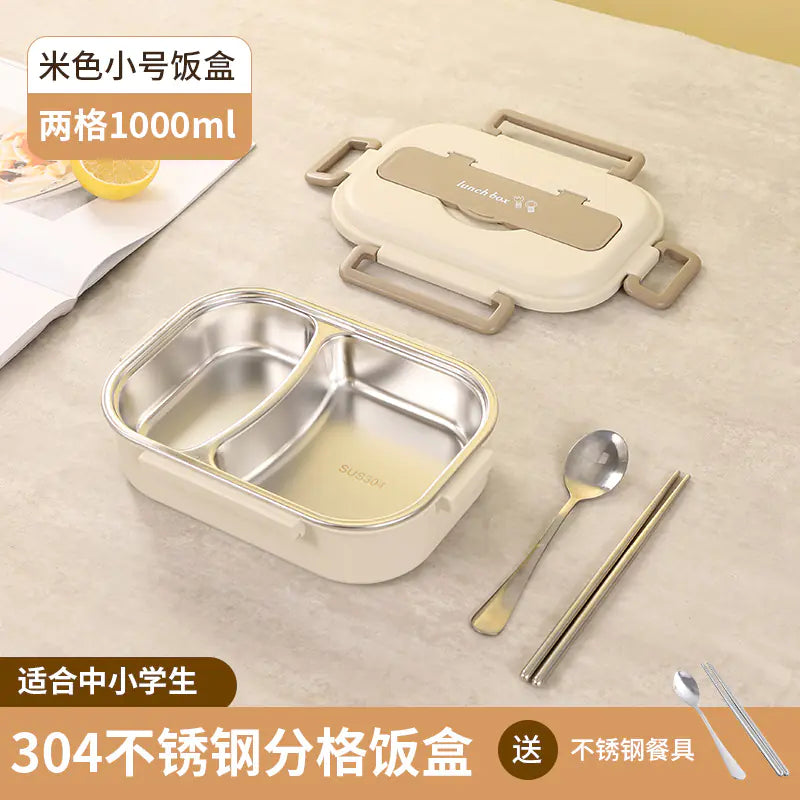 304 Stainless Steel Sealed Bento Box with Five Compartments - Lunqara 