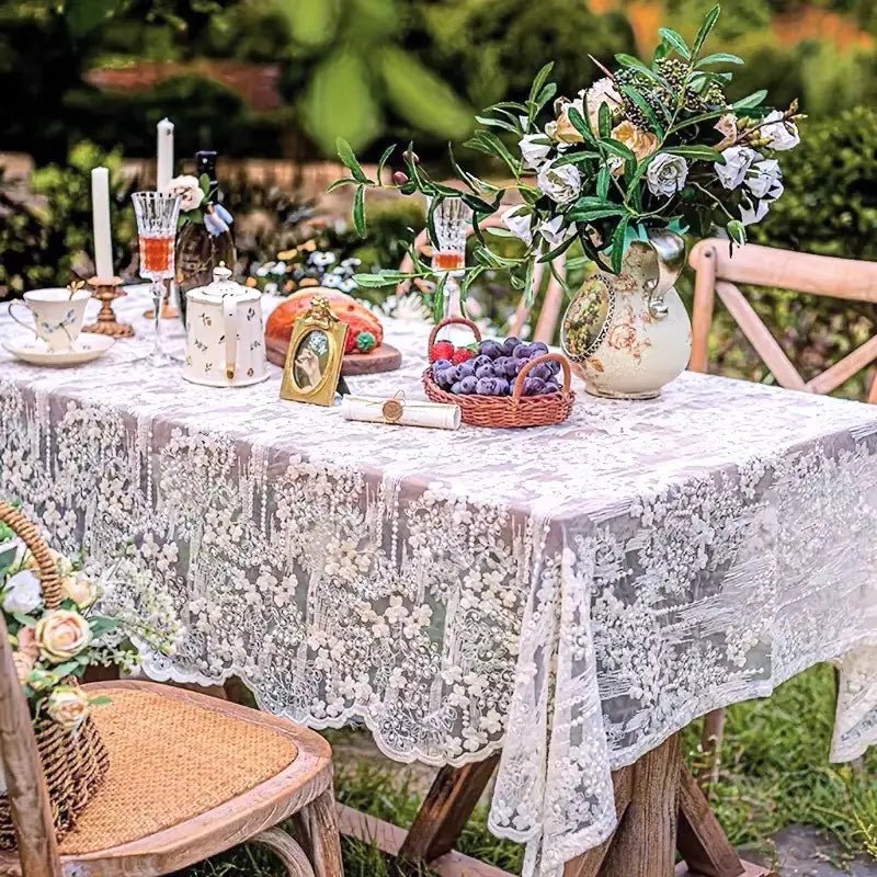 Lace Organza Embroidered Tablecloth - Lunqara