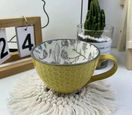 Artistic Ceramic Breakfast Mug - Large Capacity Cup - Lunqara