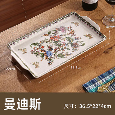 Ceramic Tray for Kitchen Use, Rectangular Design - Lunqara 