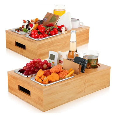 Wooden Snack Tray Table Stand Storage Box - Lunqara