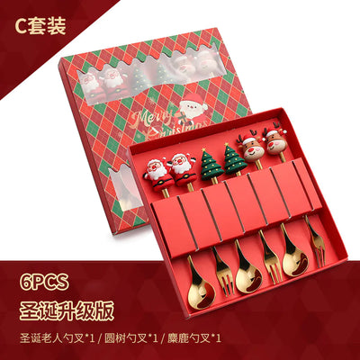 Stainless Steel Christmas Spoon Set with Forks