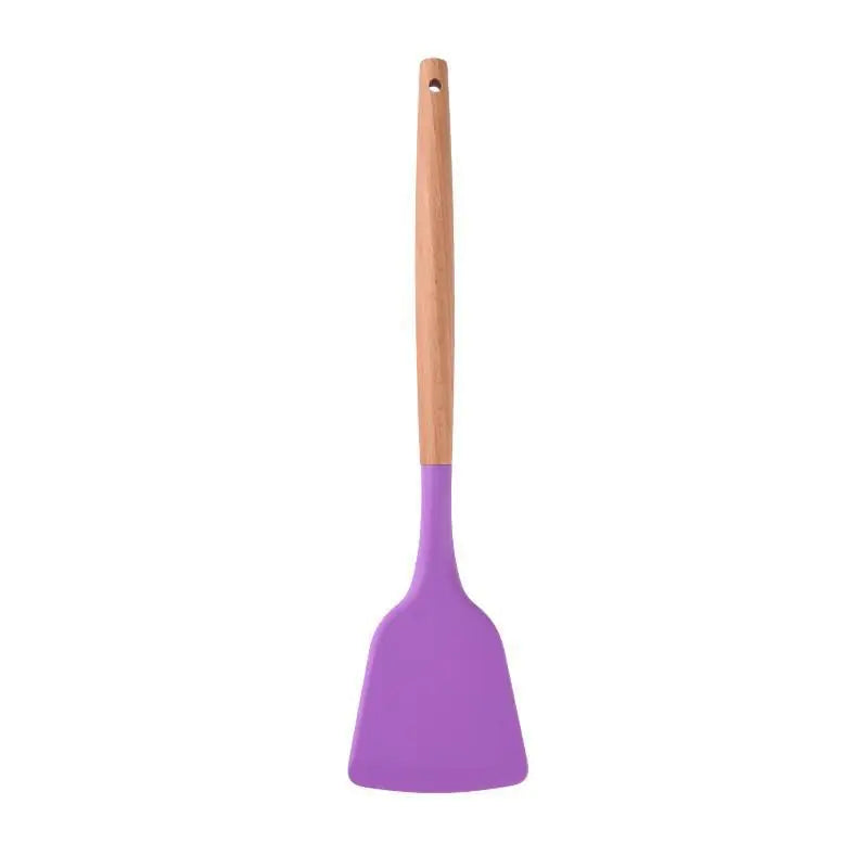 Silicone Spatula Set with Wooden Handle, Food Grade