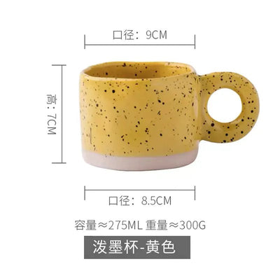 Korean Style Ink Splash Ceramic Mug for Coffee and Tea - Lunqara