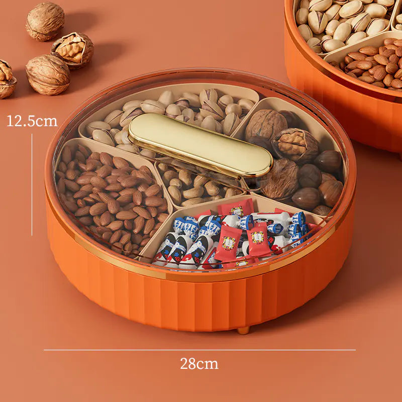 Elegant Rotating Snack Tray with Lid for Fruits & Treats