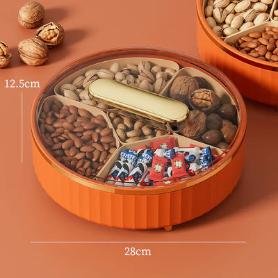 Elegant Rotating Snack Tray with Lid for Fruits & Treats
