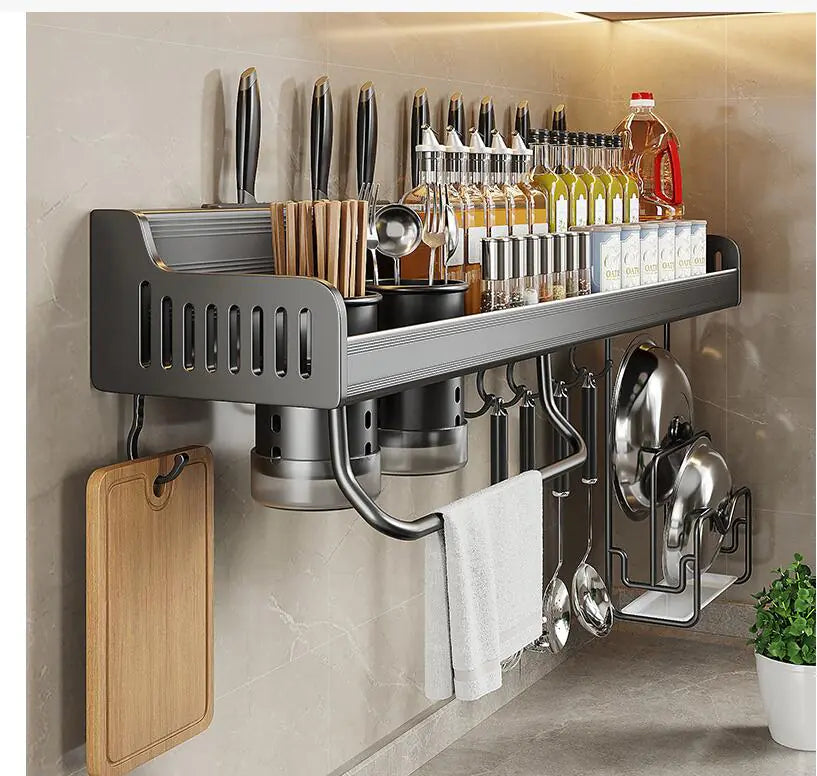 Wall-Mounted Multi-Function Kitchen Storage Rack - Lunqara 