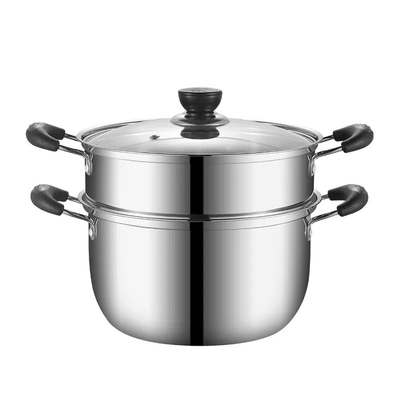 Thick Stainless Steel Double-Layer Steamer Pot (Large Capacity) - Lunqara 