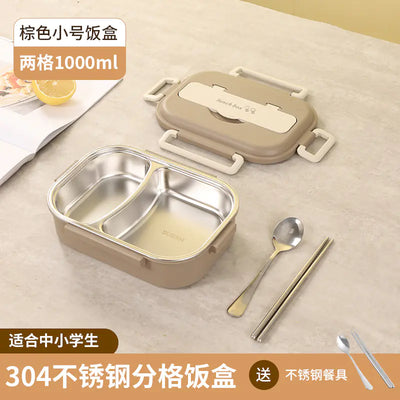 304 Stainless Steel Sealed Bento Box with Five Compartments - Lunqara 