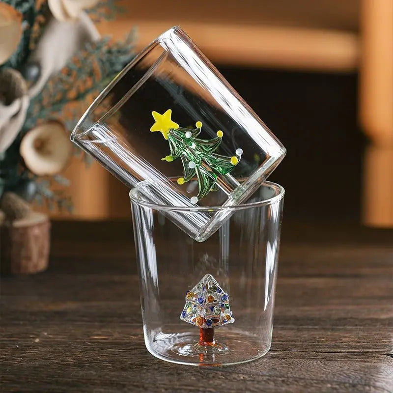 3D Christmas Tree Glass Cup - Creative Highball Gift