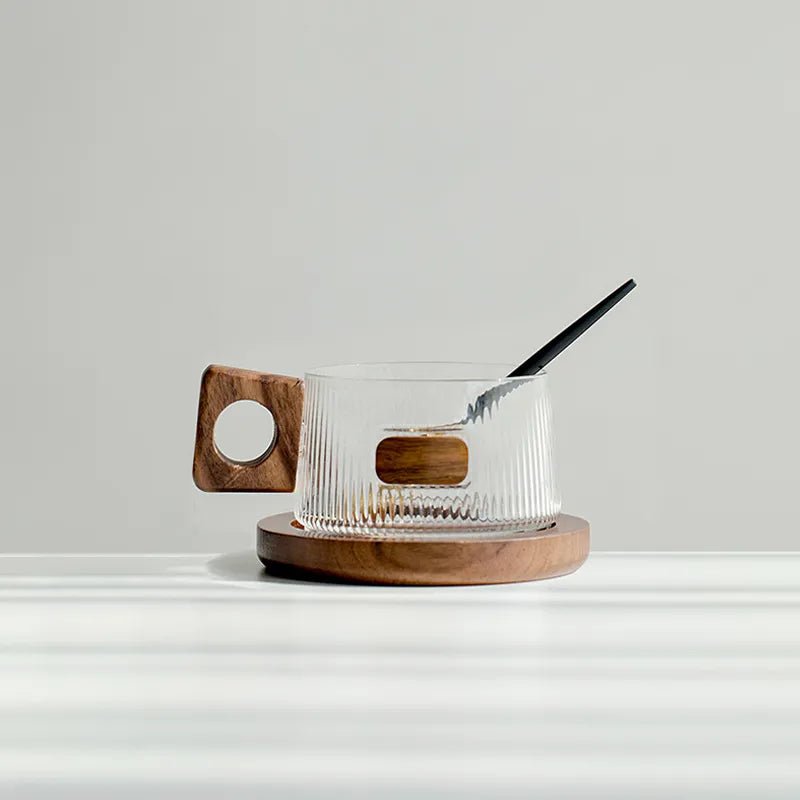 Walnut Glass Coffee Cup Set - Lunqara