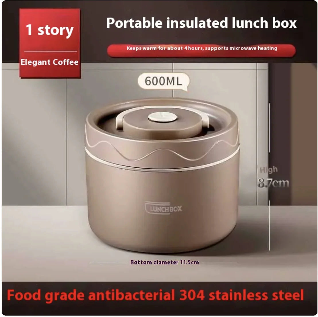 Extra-Long Insulated Stainless Steel Lunch Box