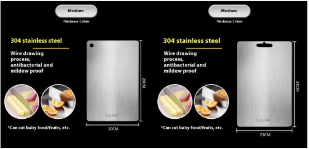 Double-Sided 304 Stainless Steel Cutting Board