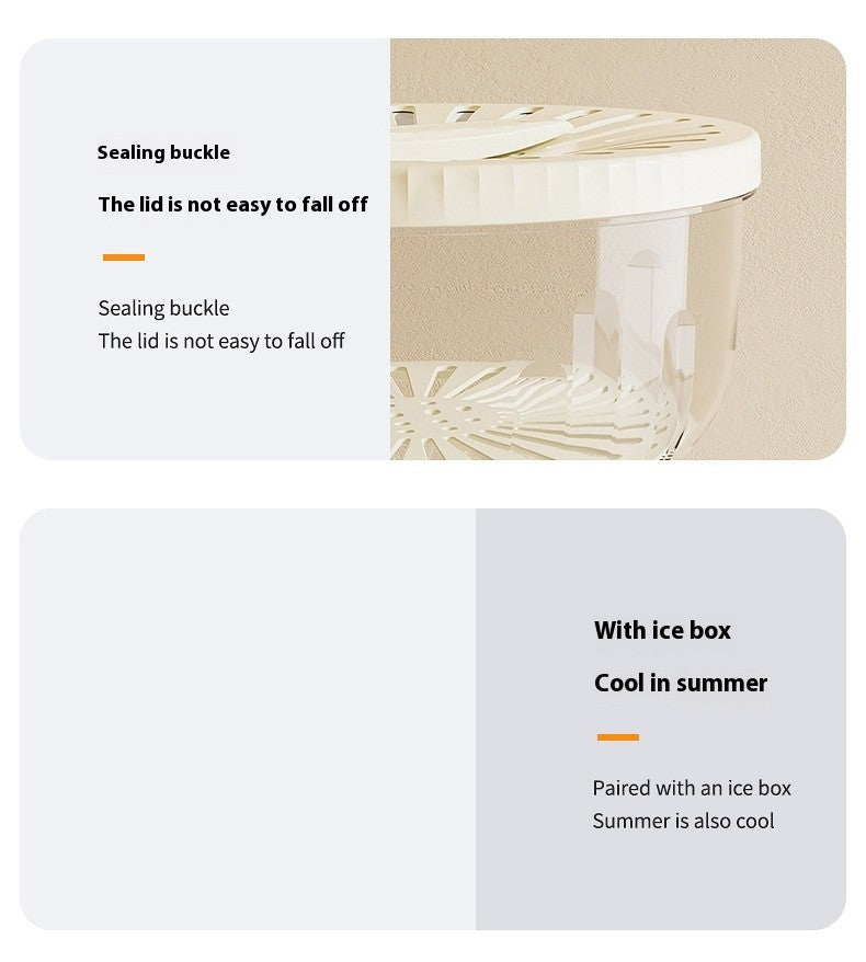 Fruit Drain Basket With Lid Vegetable Washing Bowl Foldable Handle Cleaning Colander Plastic Refrigerator Crisper Kitchen Box