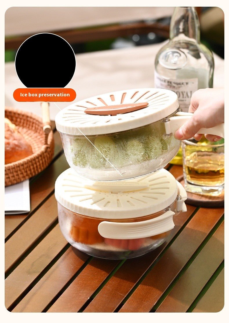 Fruit Drain Basket With Lid Vegetable Washing Bowl Foldable Handle Cleaning Colander Plastic Refrigerator Crisper Kitchen Box - Lunqara