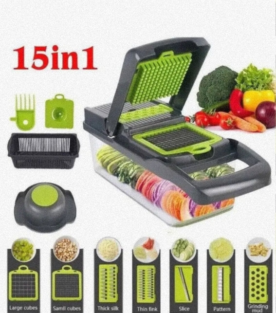 15-in-1 Multi-Function Vegetable Chopper & Slicer Set - Lunqara 