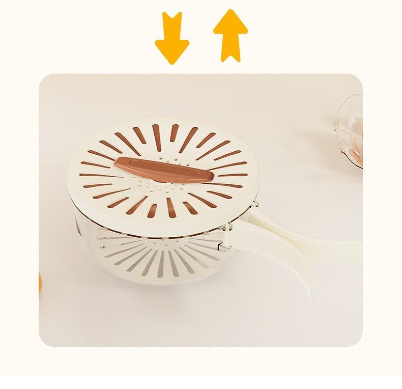 Fruit Drain Basket With Lid Vegetable Washing Bowl Foldable Handle Cleaning Colander Plastic Refrigerator Crisper Kitchen Box - Lunqara