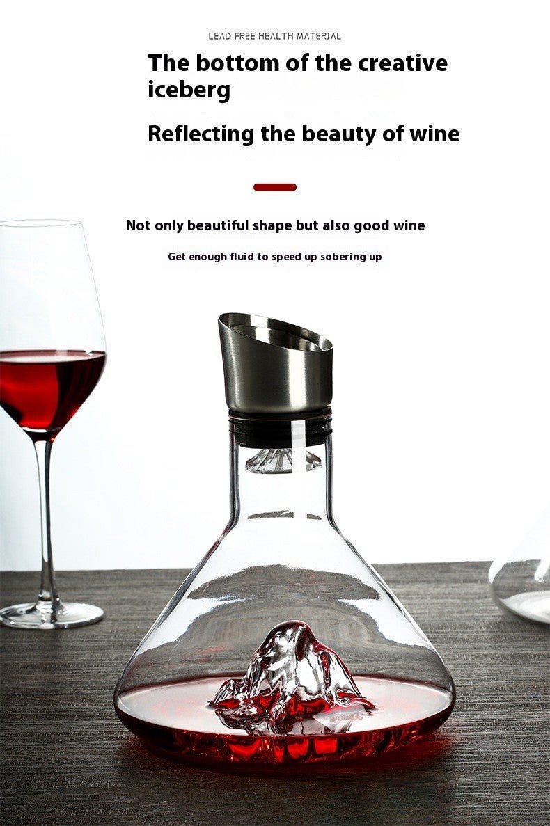 Hot - selling Iceberg Waterfall Wine Decanter Creative Transparent Lead - Free Crystal Glass Wine Dispenser Barware Quick Decanters - Lunqara