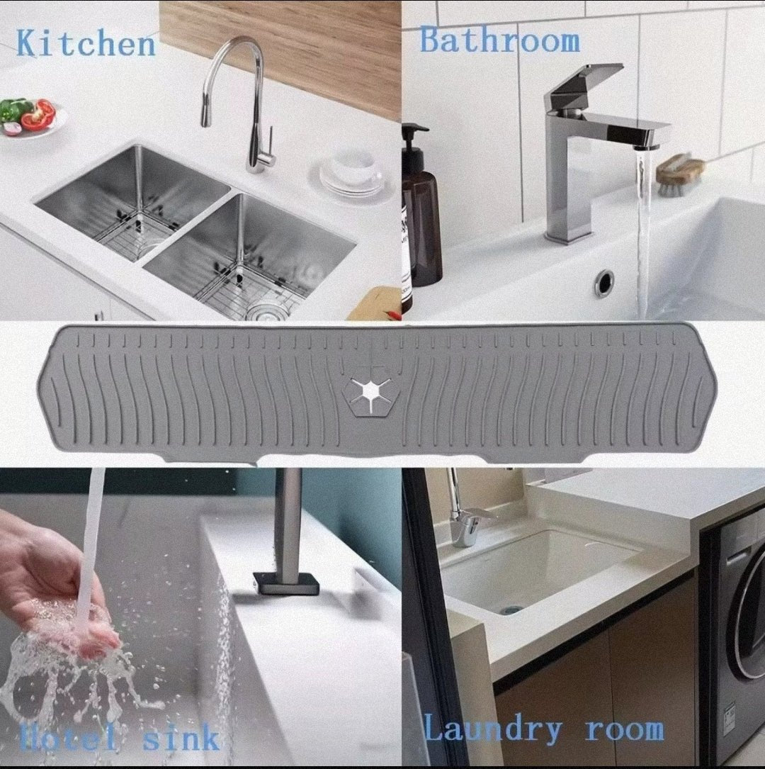 Kitchen Faucet Splash Pad Silicone Sink Faucet Splash Guard Mat Drain Pad Countertop Protector for Multipurpose - Lunqara