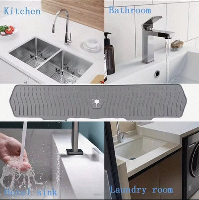 Kitchen Faucet Splash Pad Silicone Sink Faucet Splash Guard Mat Drain Pad Countertop Protector for Multipurpose - Lunqara