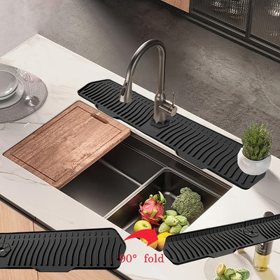 Kitchen Faucet Splash Pad Silicone Sink Faucet Splash Guard Mat Drain Pad Countertop Protector for Multipurpose - Lunqara