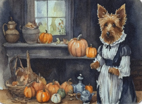 Australian Terrier Fall Kitchen Pumpkins Memory Foam Kitchen Mat - Lunqara 