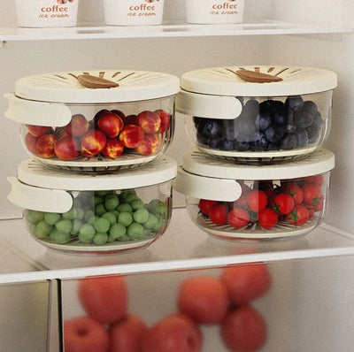 Fruit Drain Basket With Lid Vegetable Washing Bowl Foldable Handle Cleaning Colander Plastic Refrigerator Crisper Kitchen Box - Lunqara