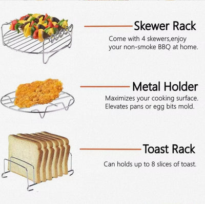 Air Fryer Baking Rack Metal Square/Round/Rectangle
Oven Grill Racks Airfryer Accessories for Cosori,Instant
Vortex,Gourmia,Foodi